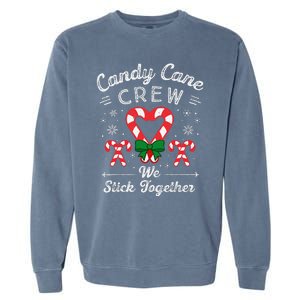 Cute Candy Cane Crew We Stick Together Christmas Adults Garment-Dyed Sweatshirt