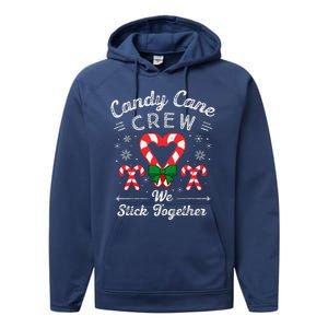 Cute Candy Cane Crew We Stick Together Christmas Adults Performance Fleece Hoodie