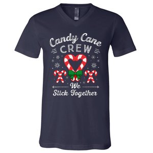 Cute Candy Cane Crew We Stick Together Christmas Adults V-Neck T-Shirt