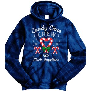 Cute Candy Cane Crew We Stick Together Christmas Adults Tie Dye Hoodie