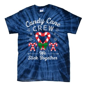 Cute Candy Cane Crew We Stick Together Christmas Adults Tie-Dye T-Shirt