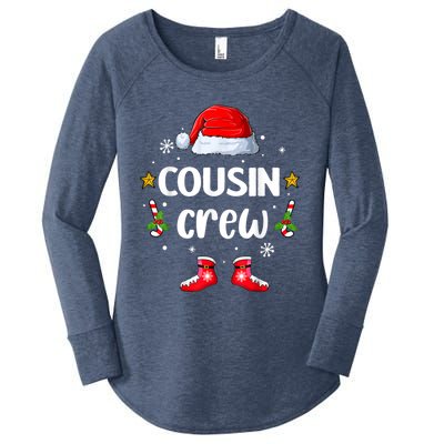 Cousin Crew Christmas Family Squad Naughty Matching Santa Gift Women's Perfect Tri Tunic Long Sleeve Shirt