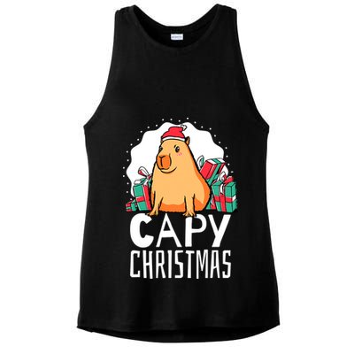 Capy Christmas Capybara Ladies PosiCharge Tri-Blend Wicking Tank