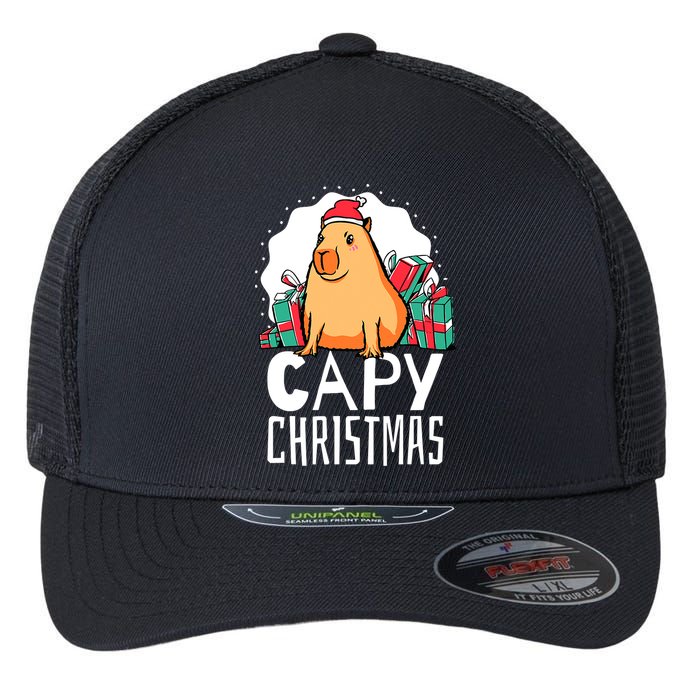 Capy Christmas Capybara Flexfit Unipanel Trucker Cap