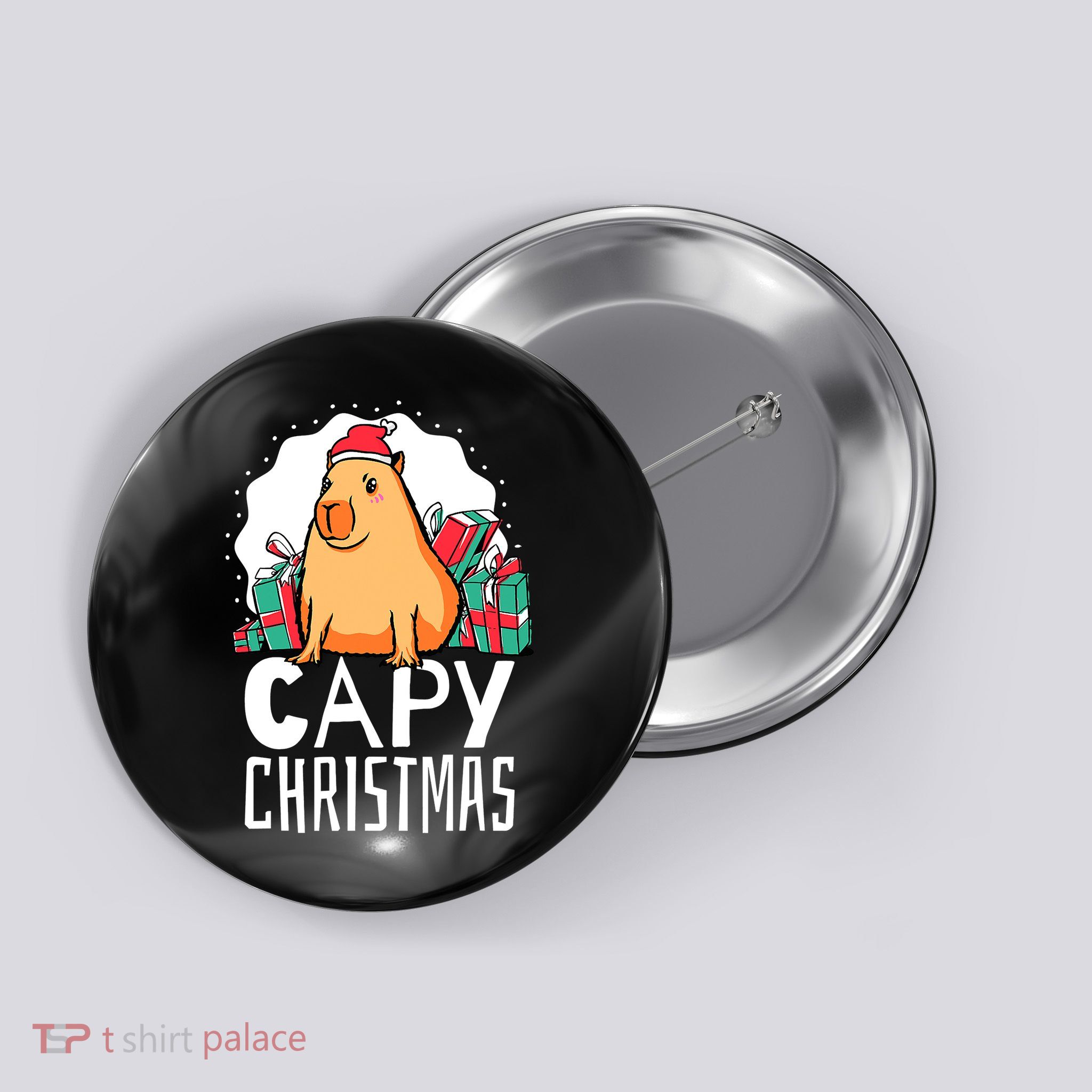 Capy Christmas Capybara Button