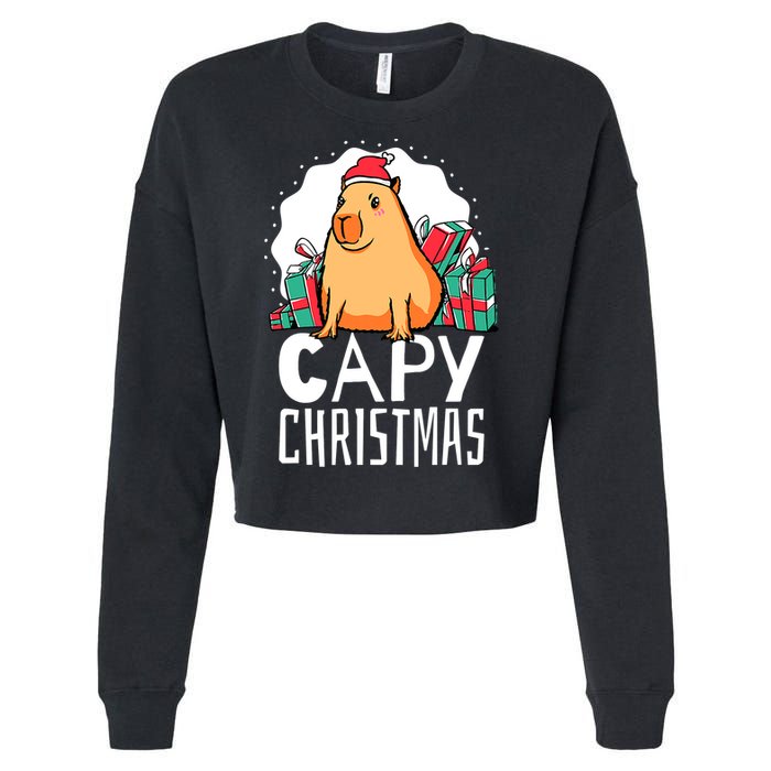 Capy Christmas Capybara Cropped Pullover Crew