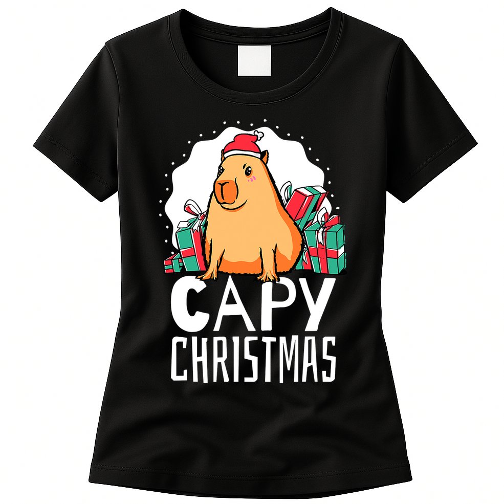 Capy Christmas Capybara Womens T-Shirt