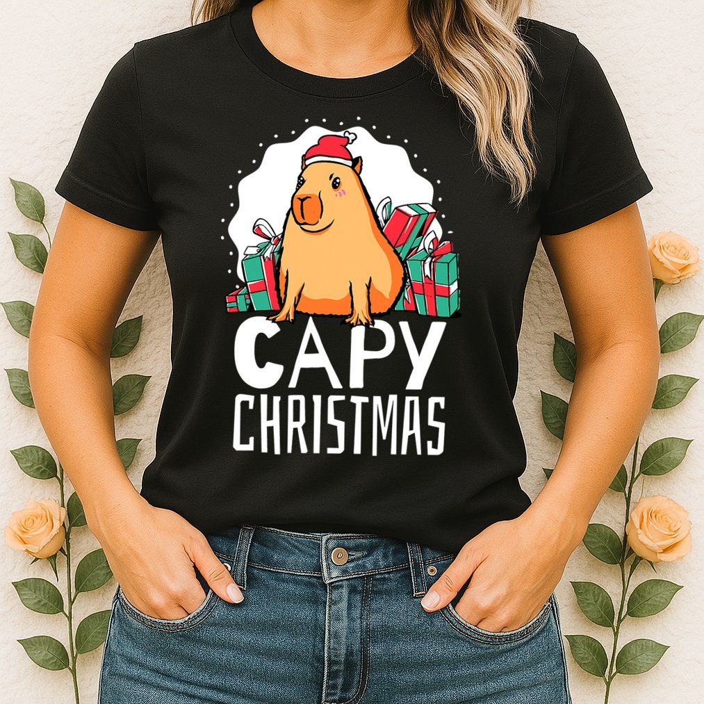 Capy Christmas Capybara Womens T-Shirt