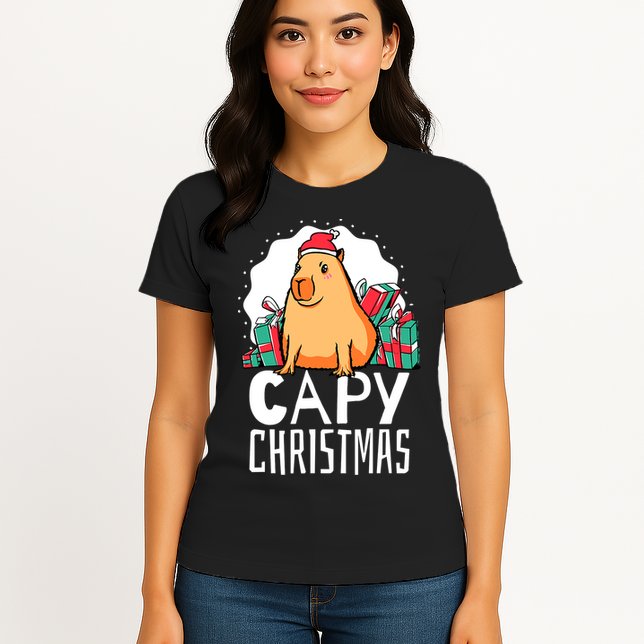 Capy Christmas Capybara Womens T-Shirt