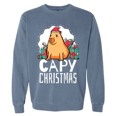 Capy Christmas Capybara Garment-Dyed Sweatshirt