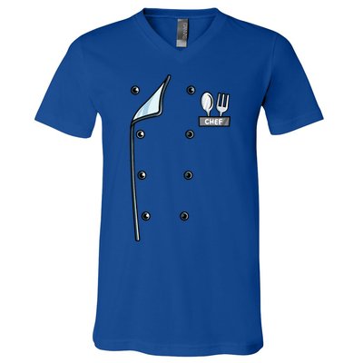 Chef Costume Coat Uniform Cook Jacket V-Neck T-Shirt