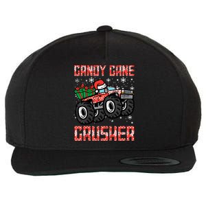 Christmas Candy Cane Crusher Xmas Monster Truck Wool Snapback Cap