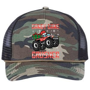 Christmas Candy Cane Crusher Xmas Monster Truck Retro Rope Trucker Hat Cap