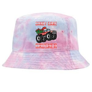 Christmas Candy Cane Crusher Xmas Monster Truck Tie-Dyed Bucket Hat