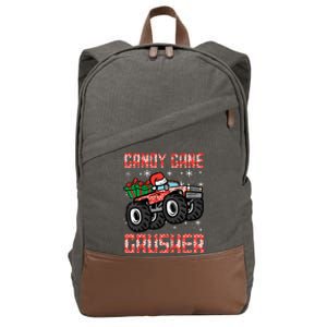 Christmas Candy Cane Crusher Xmas Monster Truck Cotton Canvas Backpack