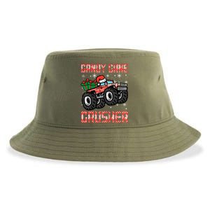 Christmas Candy Cane Crusher Xmas Monster Truck Sustainable Bucket Hat