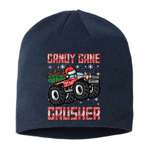 Christmas Candy Cane Crusher Xmas Monster Truck Sustainable Beanie