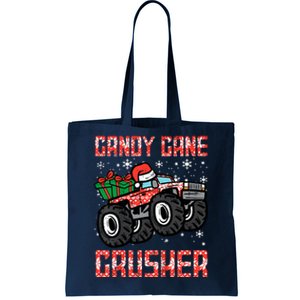 Christmas Candy Cane Crusher Xmas Monster Truck Tote Bag