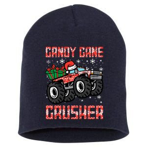 Christmas Candy Cane Crusher Xmas Monster Truck Short Acrylic Beanie