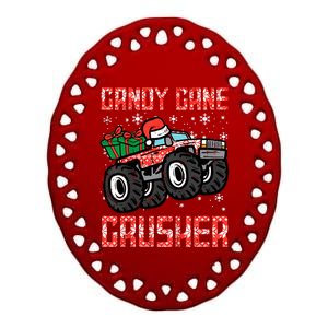 Christmas Candy Cane Crusher Xmas Monster Truck Ceramic Oval Ornament