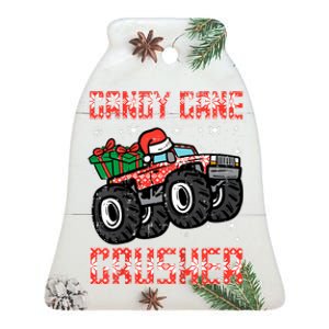 Christmas Candy Cane Crusher Xmas Monster Truck Ceramic Bell Ornament