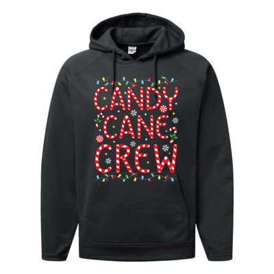 Candy Cane Crew Funny Christmas Candy Cane Lover Xmas Pajama Performance Fleece Hoodie