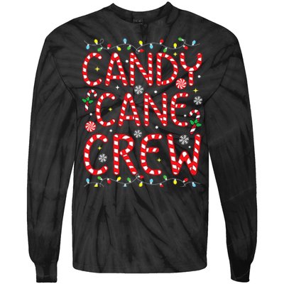 Candy Cane Crew Funny Christmas Candy Cane Lover Xmas Pajama Tie-Dye Long Sleeve Shirt