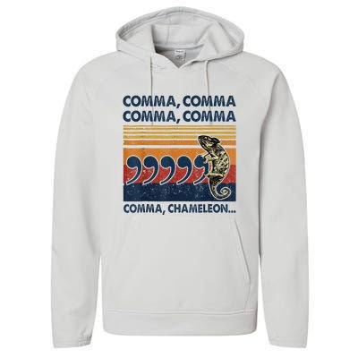 Comma Comma Chameleon Funny Grammar English Teacher Performance Fleece Hoodie