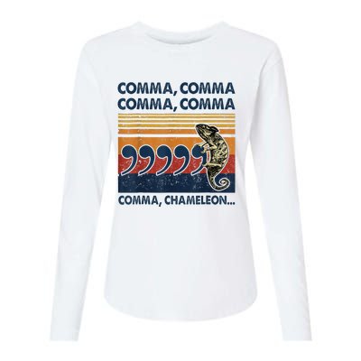 Comma Comma Chameleon Funny Grammar English Teacher Womens Cotton Relaxed Long Sleeve T-Shirt