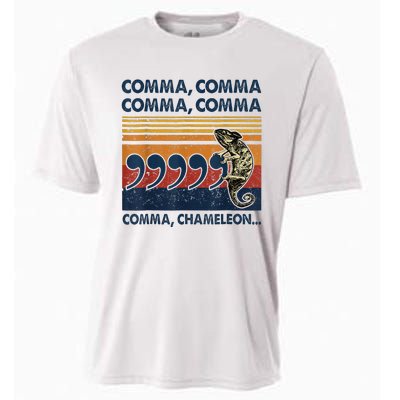 Comma Comma Chameleon Funny Grammar English Teacher Cooling Performance Crew T-Shirt