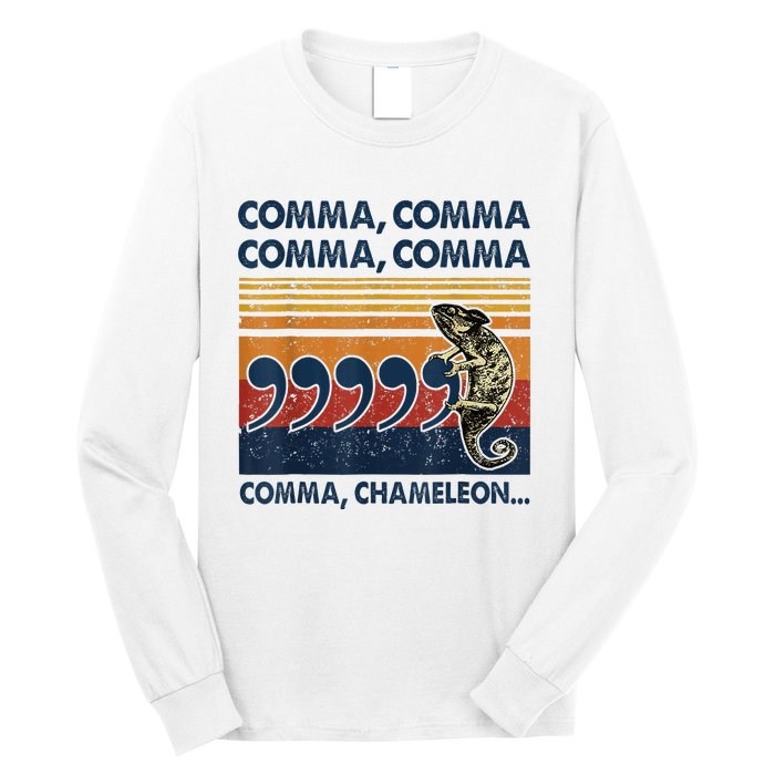 Comma Comma Chameleon Funny Grammar English Teacher Long Sleeve Shirt