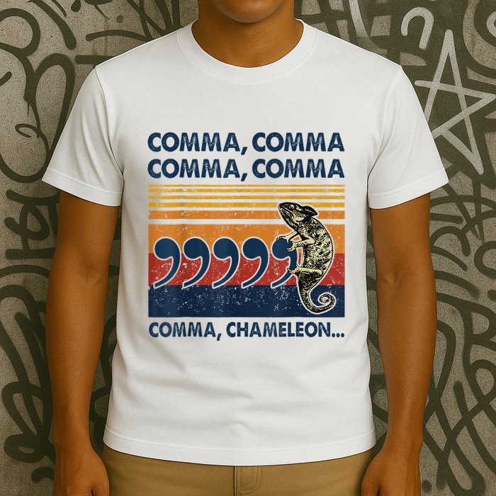 Comma Comma Chameleon Funny Grammar English Teacher T-Shirt