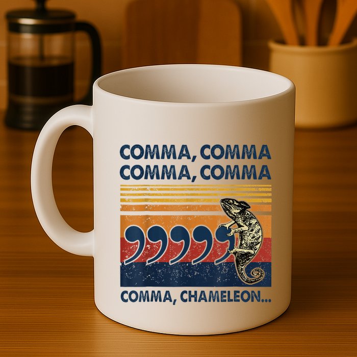 Comma Comma Chameleon Funny Grammar English Teacher Mug