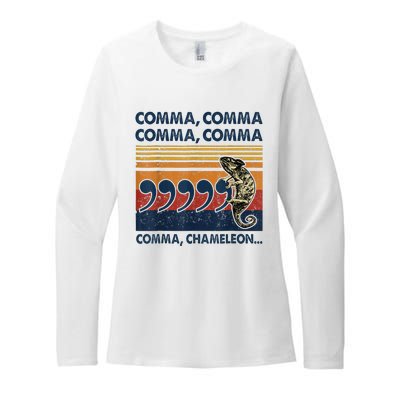 Comma Comma Chameleon Funny Grammar English Teacher Womens CVC Long Sleeve Shirt