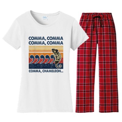 Comma Comma Chameleon Funny Grammar English Teacher Women's Flannel Pajama Set