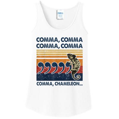 Comma Comma Chameleon Funny Grammar English Teacher Ladies Essential Tank