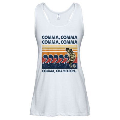 Comma Comma Chameleon Funny Grammar English Teacher Ladies Essential Flowy Tank