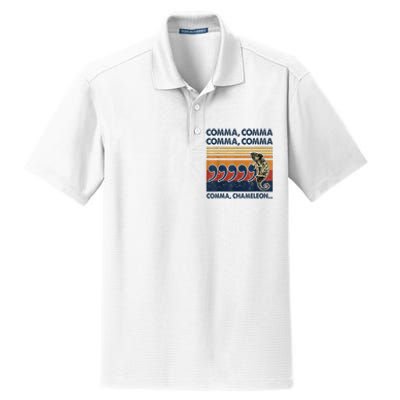 Comma Comma Chameleon Funny Grammar English Teacher Dry Zone Grid Polo