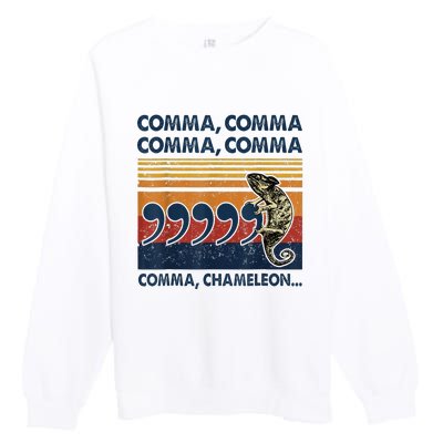 Comma Comma Chameleon Funny Grammar English Teacher Premium Crewneck Sweatshirt