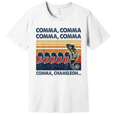 Comma Comma Chameleon Funny Grammar English Teacher Premium T-Shirt