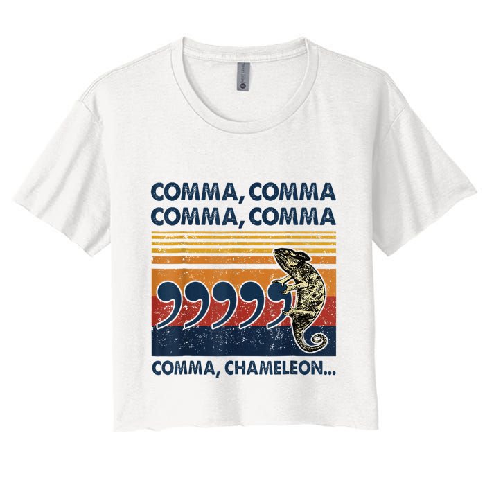 Comma Comma Chameleon Funny Grammar English Teacher Crop Top