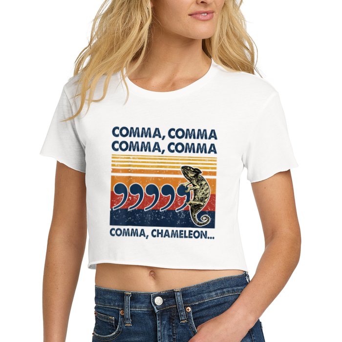 Comma Comma Chameleon Funny Grammar English Teacher Crop Top