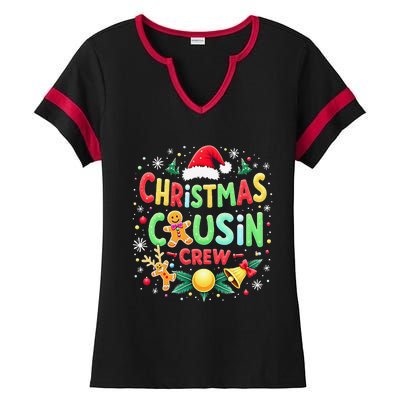 Christmas Cousin Crew Family Matching Xmas Christmas Pajamas Ladies Halftime Notch Neck Tee