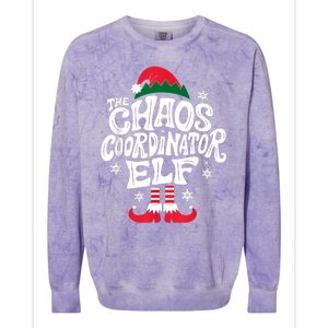 Christmas Chaos Coordinator Elf Xmas Pajama Gift Mom & Dad Colorblast Crewneck Sweatshirt