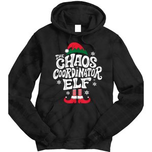 Christmas Chaos Coordinator Elf Xmas Pajama Gift Mom & Dad Tie Dye Hoodie