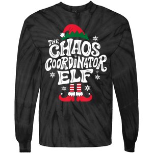 Christmas Chaos Coordinator Elf Xmas Pajama Gift Mom & Dad Tie-Dye Long Sleeve Shirt