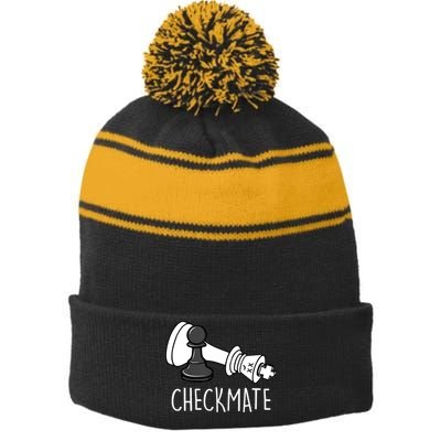 Chess Checkmate Chess Player King Pawn Graphic Stripe Pom Pom Beanie