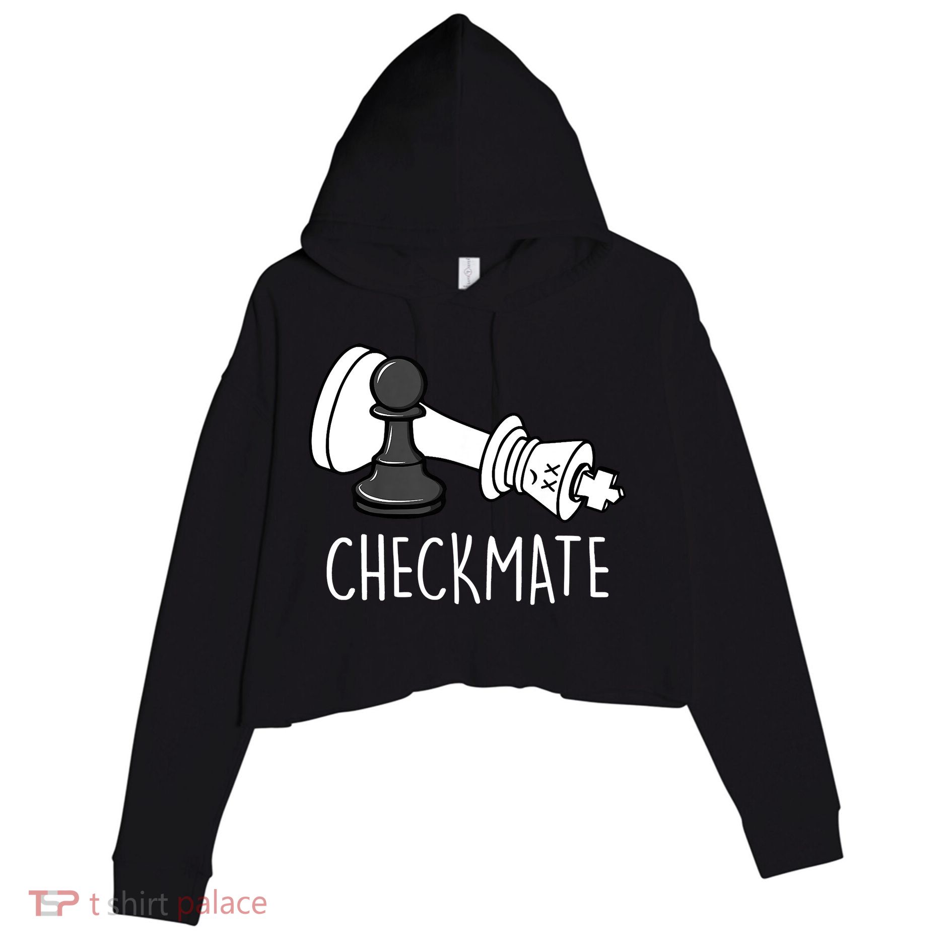 Chess Checkmate Chess Player King Pawn Graphic Crop Fleece Hoodie