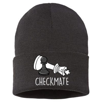 Chess Checkmate Chess Player King Pawn Graphic Sustainable Knit Beanie