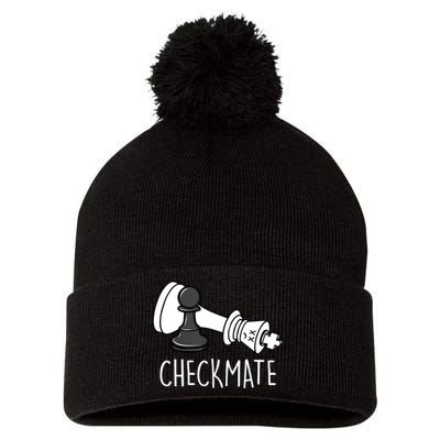 Chess Checkmate Chess Player King Pawn Graphic Pom Pom 12in Knit Beanie